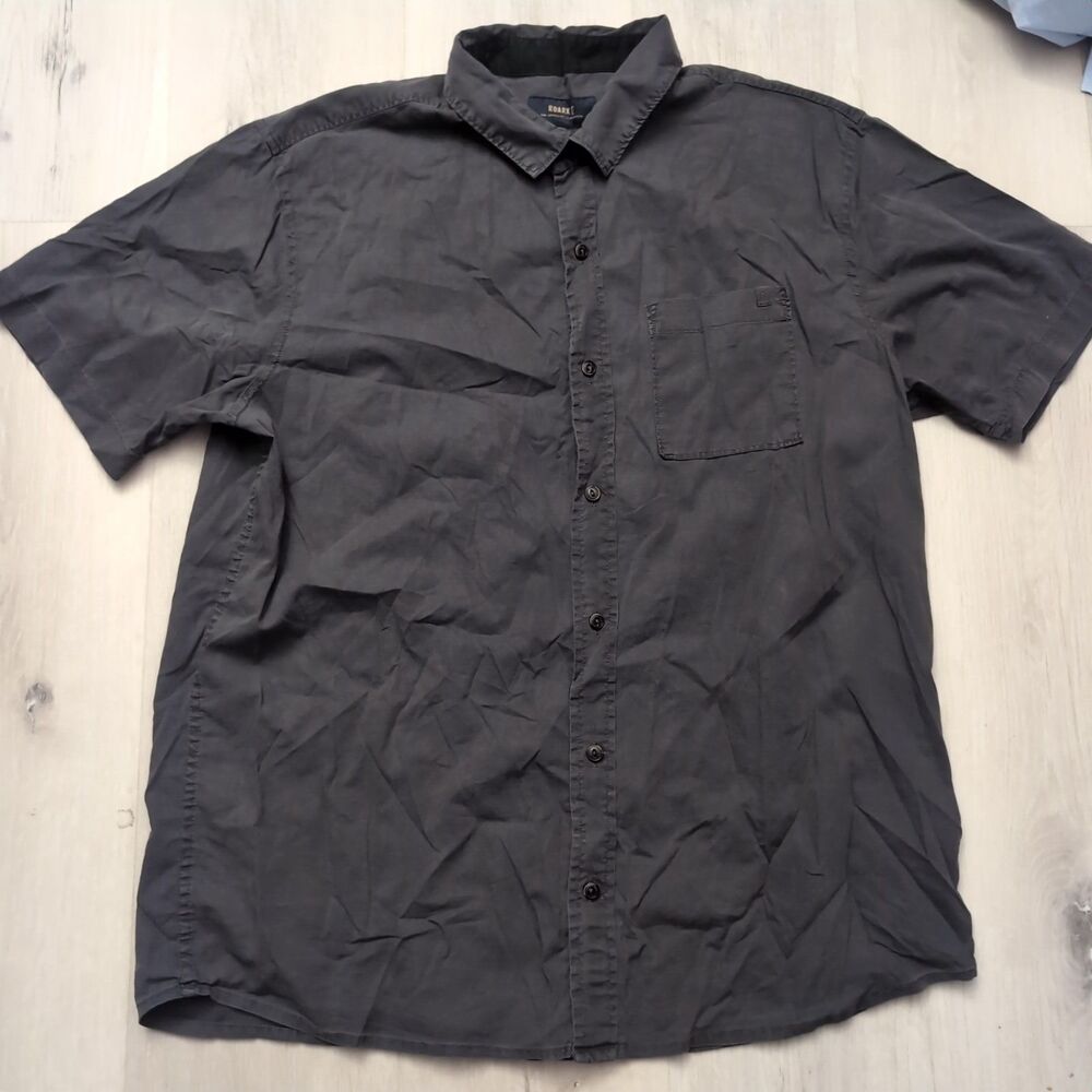 Roark Shirt Mens Size Large Gray Short Sleeve Roark Short Button Shirt